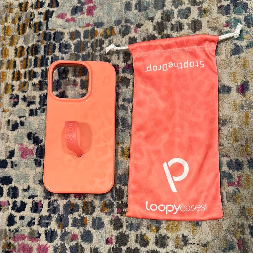 Loopy Coral Leopard Phone Case iPhone 14 Pro